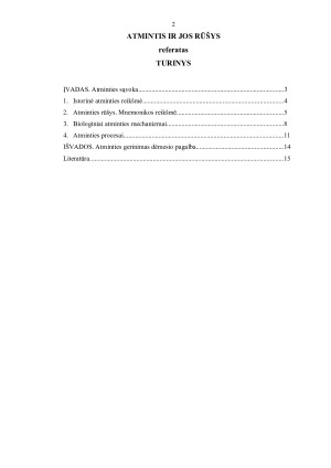 ATMINTIS IR JOS RŪŠYS