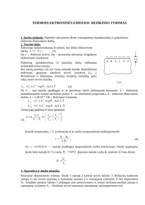 Termoelektroninės emisijos reiškinio tyrimas. Paveikslėlis 1