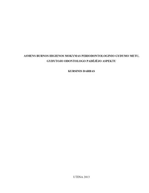 ASMENS BURNOS HIGIENOS MOKYMAS PERIODONTOLOGINIO GYDYMO METU, GYDYTOJO ODONTOLOGO PADĖJĖJO ASPEKTU