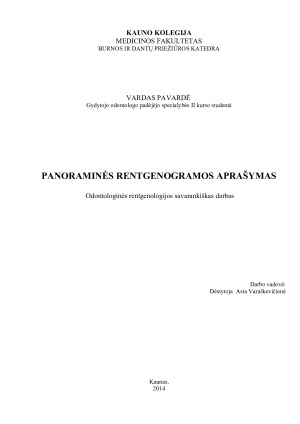 PANORAMINĖS RENTGENOGRAMOS APRAŠYMAS. Paveikslėlis 1