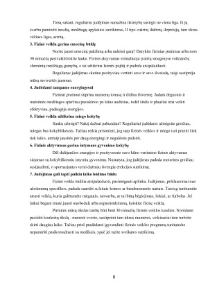 Judėjimo aktyvumas – sveiko gyvenimo būdo privalumas. Paveikslėlis 8