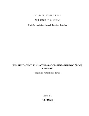 REABILITACIJOS PLANAVIMAS SOCIALINĖS RIZIKOS ŠEIMŲ VAIKAMS