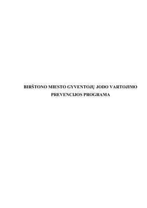 BIRŠTONO MIESTO GYVENTOJŲ JODO VARTOJIMO PREVENCIJOS PROGRAMA. Paveikslėlis 1