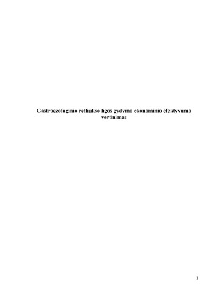 Gastroezofaginio refliukso ligos gydymo ekonominio efektyvumo vertinimas
