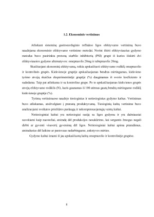Gastroezofaginio refliukso ligos gydymo ekonominio efektyvumo vertinimas. Paveikslėlis 8