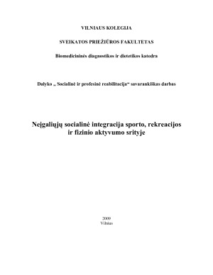 Neįgaliųjų socialinė integracija sporto, rekreacijos ir fizinio aktyvumo srityje