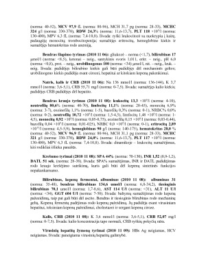 Pacientės klinikinis atvejis - kepenų ir blužnies padidėjimas, gelta bei hipovolemijos požymiai. Paveikslėlis 3