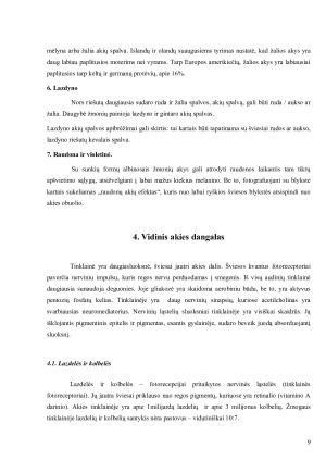 Akis - išorinis, vidurinis, vidinis akies dangalai; branduolys; šviesos signalo perdavimo mechanizmas. Paveikslėlis 9