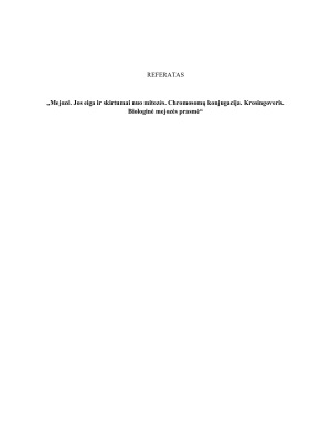 Mejozė. Jos eiga ir skirtumai nuo mitozės. Chromosomų konjugacija. Krosingoveris.