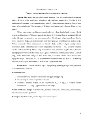 Tirpalo virimo temperatūros nustatymas vakuume