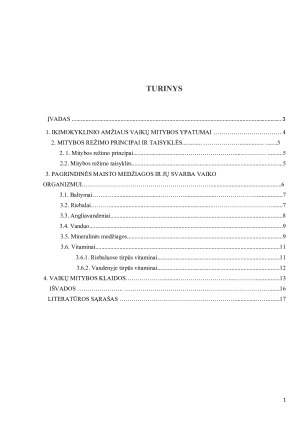 Ikimokyklinio amžiaus vaikų mitybos ypatumai ir sveikos mitybos principai