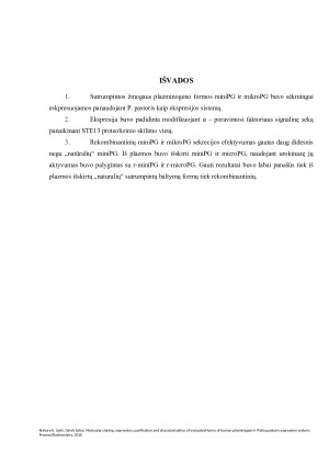 Molekulinis klonavimas, ekspresija, gryninimas ir charakterizacija sutrumpintų žmogaus plazminogeno formų panaudojant Pichia pastoris mielių ekspresijos sistemą. Paveikslėlis 8