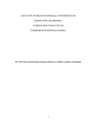 ESC-MS taikymo fitochemijoje principai, galimybės ir atlikimo technikos metodologija. Paveikslėlis 1