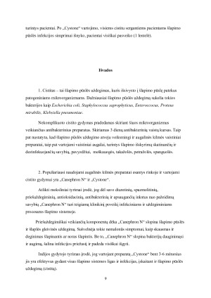 AUGALINIŲ PREPARATŲ ESANČIŲ RINKOJE IR SKIRTŲ CISTITUI GYDYTI ANALIZĖ. Paveikslėlis 9