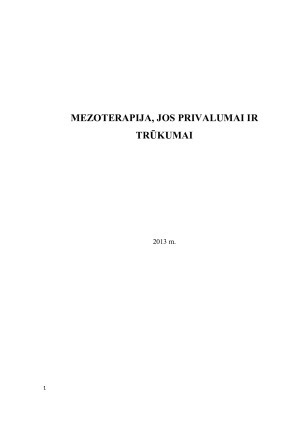 MEZOTERAPIJA, JOS PRIVALUMAI IR TRŪKUMAI