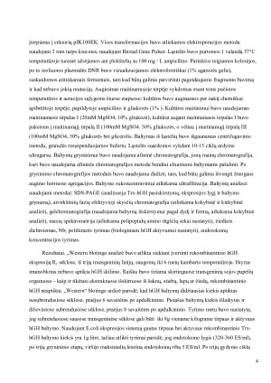 TIRPAUS REKOMBINANTINIO ŽMOGAUS AUGIMO HORMONO IŠSKYRIMAS IŠ TRANSGENINIŲ AUGALŲ BEI E.COLI EKSPRESIJOS SISTEMŲ. Paveikslėlis 4