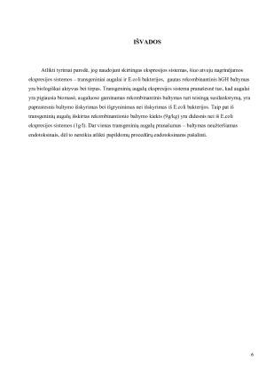 TIRPAUS REKOMBINANTINIO ŽMOGAUS AUGIMO HORMONO IŠSKYRIMAS IŠ TRANSGENINIŲ AUGALŲ BEI E.COLI EKSPRESIJOS SISTEMŲ. Paveikslėlis 6