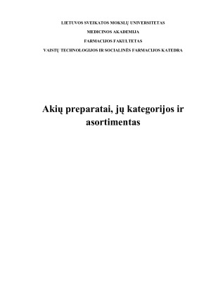 Akių preparatai, jų kategorijos ir asortimentas. Paveikslėlis 1
