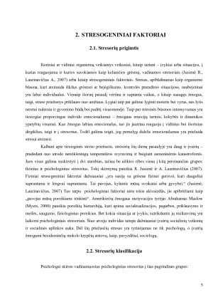 Stresas, jo formavimosi priežastys ir įtaka sveikatai. Paveikslėlis 5