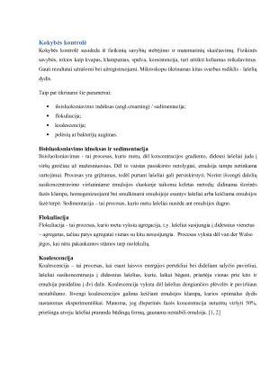 EMULSIJŲ GAMYBOS YPATUMAI, KOKYBĖS VERTINIMAS. Paveikslėlis 8
