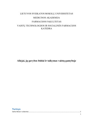 Aliejai, jų gavybos būdai ir taikymas vaistų gamyboje