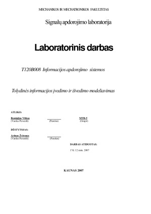 Tolydinės informacijos įvedimo ir išvedimo modeliavimas