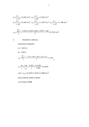 Tolygiai greitėjančio kūno pagreičio nustatymas. Paveikslėlis 3