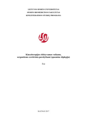 Kineziterapijos efektyvumas vaikams, sergantiems cerebriniu paralyžiumi (spazmine diplegija)