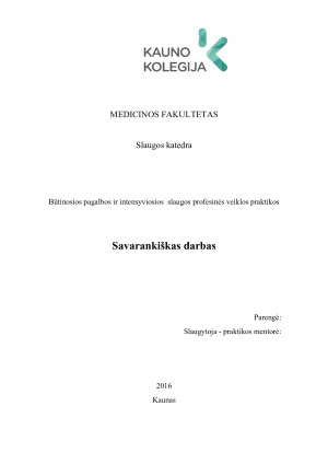 Būtinosios pagalbos ir intensyviosios  slaugos profesinės veiklos praktikos