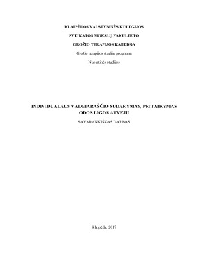 INDIVIDUALAUS VALGIARAŠČIO SUDARYMAS, PRITAIKYMAS ODOS LIGOS ATVEJU