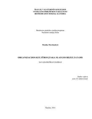 ORGANIZACIJOS KULTŪROS ĮTAKA SLAUGOS REZULTATAMS. Paveikslėlis 1