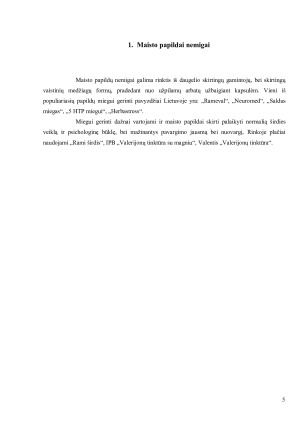 Maisto papildai nemigai. Sudeties analizė ir rinkos atstovų pavyzdžiai. Paveikslėlis 5