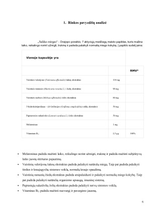 Maisto papildai nemigai. Sudeties analizė ir rinkos atstovų pavyzdžiai. Paveikslėlis 6