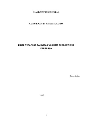 KINEZITERAPIJOS TAIKYMAS VAIKAMS SERGANTIEMS EPILEPSIJA
