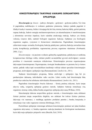KINEZITERAPIJOS TAIKYMAS VAIKAMS SERGANTIEMS EPILEPSIJA. Paveikslėlis 2