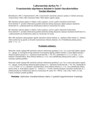 Tranzistorinio stiprintuvo tyrimas. Paveikslėlis 2