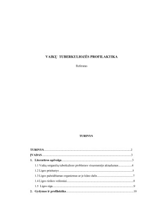 VAIKŲ TUBERKULIOZĖS PROFILAKTIKA