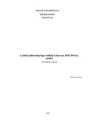 Lytiškai plintančių ligų rodiklių Lietuvoje 2010-2018 m. analizė