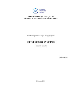 METODOLOGIJŲ LYGINIMAS. Paveikslėlis 1