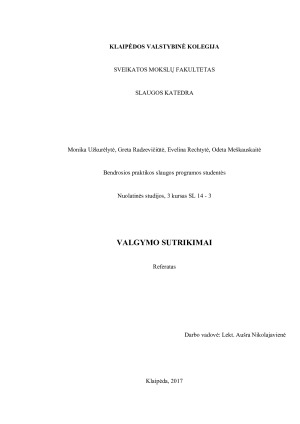 VALGYMO SUTRIKIMAI. Paveikslėlis 1