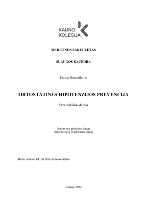 ORTOSTATINĖS HIPOTENZIJOS PREVENCIJA