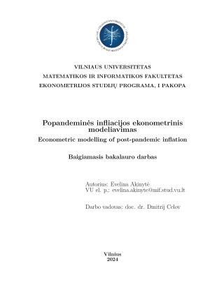 Popandeminės infliacijos ekonometrinis modeliavimas