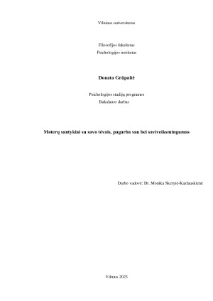 Moterų santykiai su savo tėvais, pagarba sau bei saviveiksmingumas