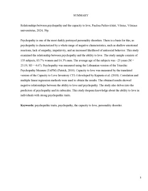 PSICHOPATIŠKUMO IR GEBĖJIMO MYLĖTI SĄSAJOS. Paveikslėlis 5