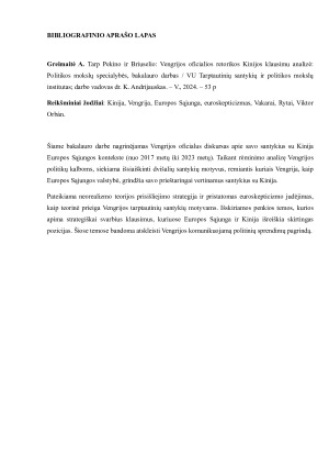 TARP PEKINO IR BRIUSELIO VENGRIJOS OFICIALIOS RETORIKOS KINIJOS KLAUSIMU ANALIZĖ. Paveikslėlis 4