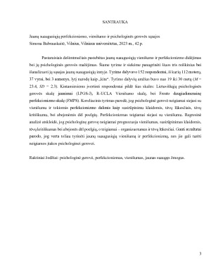 Jaunų suaugusiųjų perfekcionizmo, vienišumo ir psichologinės gerovės sąsajos. Paveikslėlis 3