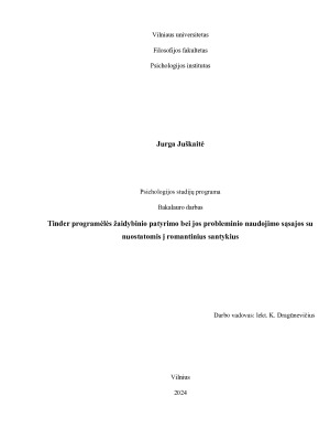 Tinder programėlės žaidybinio patyrimo bei jos probleminio naudojimo sąsajos su nuostatomis į romantinius santykius