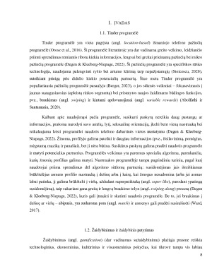 Tinder programėlės žaidybinio patyrimo bei jos probleminio naudojimo sąsajos su nuostatomis į romantinius santykius. Paveikslėlis 8