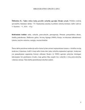NAFTOS RINKOS KAINŲ POVEIKIS VALSTYBIŲ AGRESIJAI. RUSIJOS ATVEJIS. Paveikslėlis 4