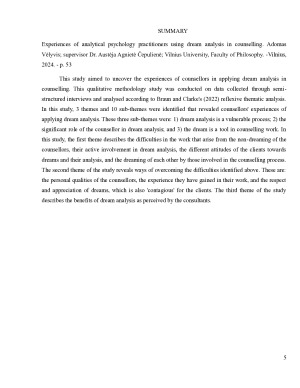 Analitinės psichologijos praktikų patirtys, taikant sapnų analizę konsultavime. Paveikslėlis 5